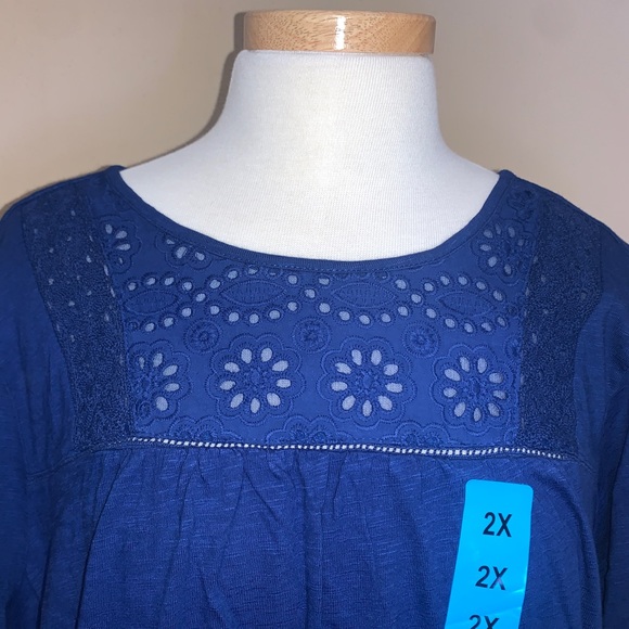 NWT - Ella Moss - Blue Floral Top - Picture 5 of 8